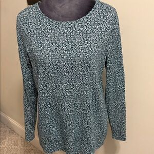 Croft & Barrow Green Floral Long Sleeve Top
